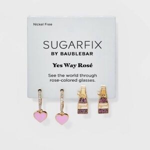 Sugar Fix By BaubleBar Pink “Yes Way Rose” 2 Pc Earrings Set